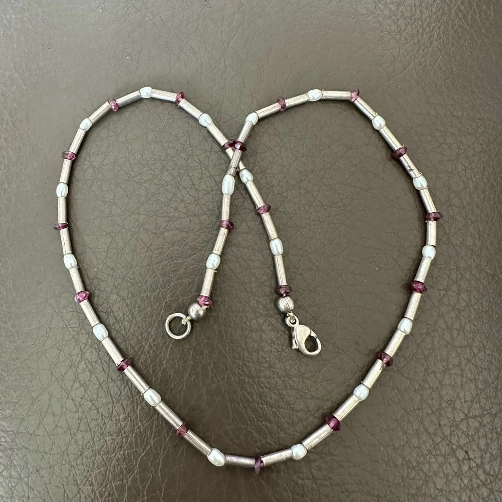 Unique Vintage Sterling Pearl Necklace